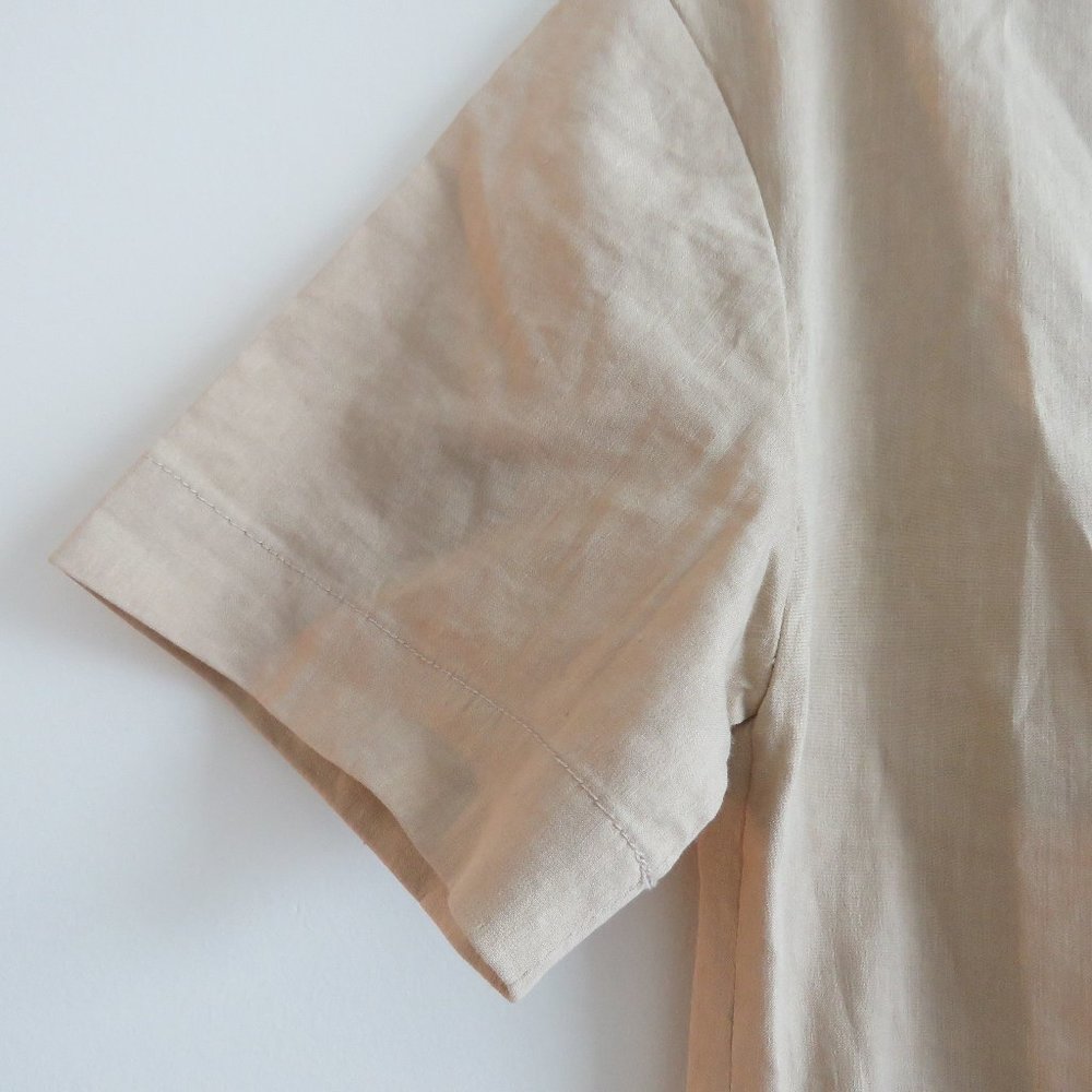 THEORY Organic Crunch Linen Belted Shift Dress Light Wheat Sz 00 *Belt missing* - Picture 6 of 16